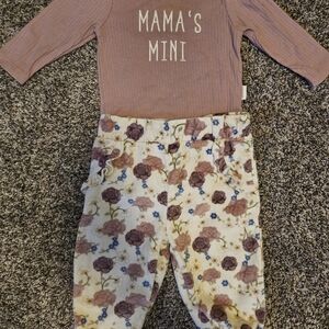 Mama's Mini Long Sleeve Top and Floral Pants Set